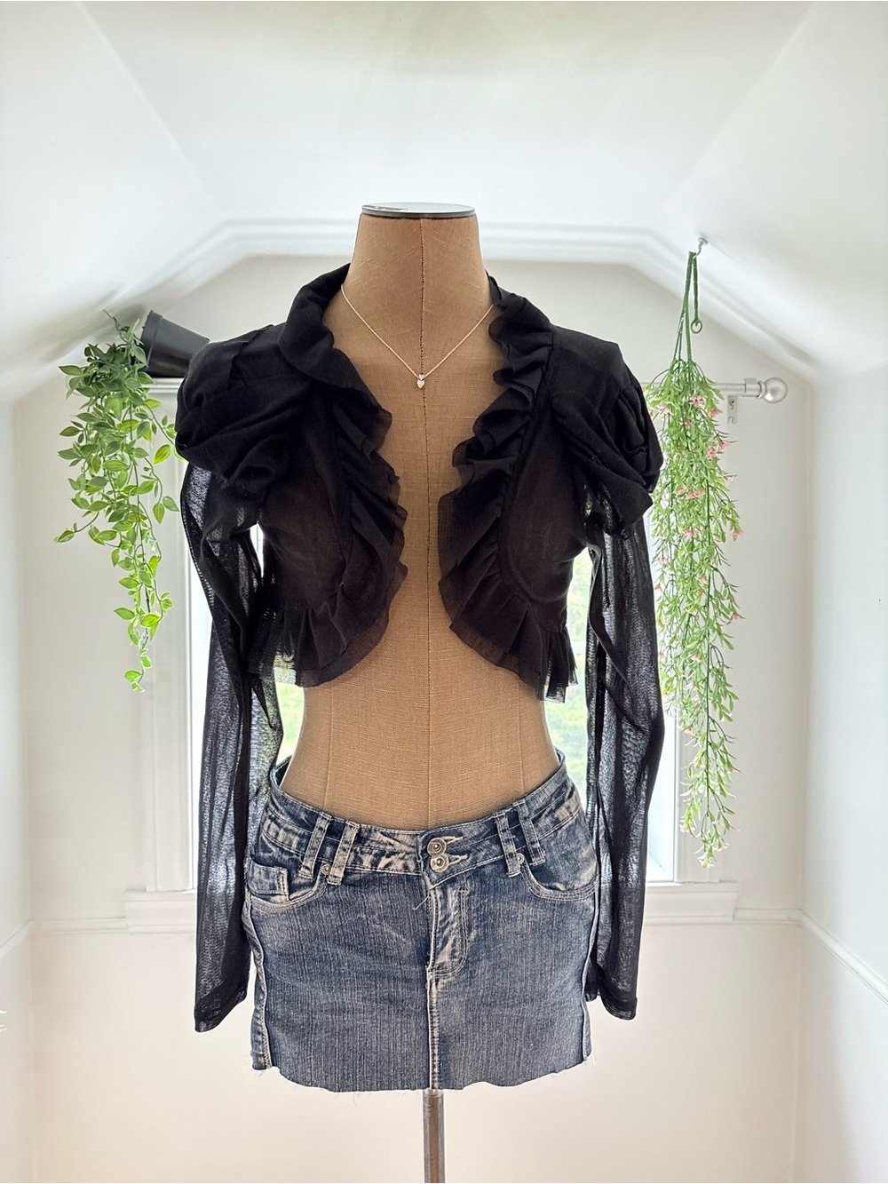Black Ruffle Sheer Bolero Shrug